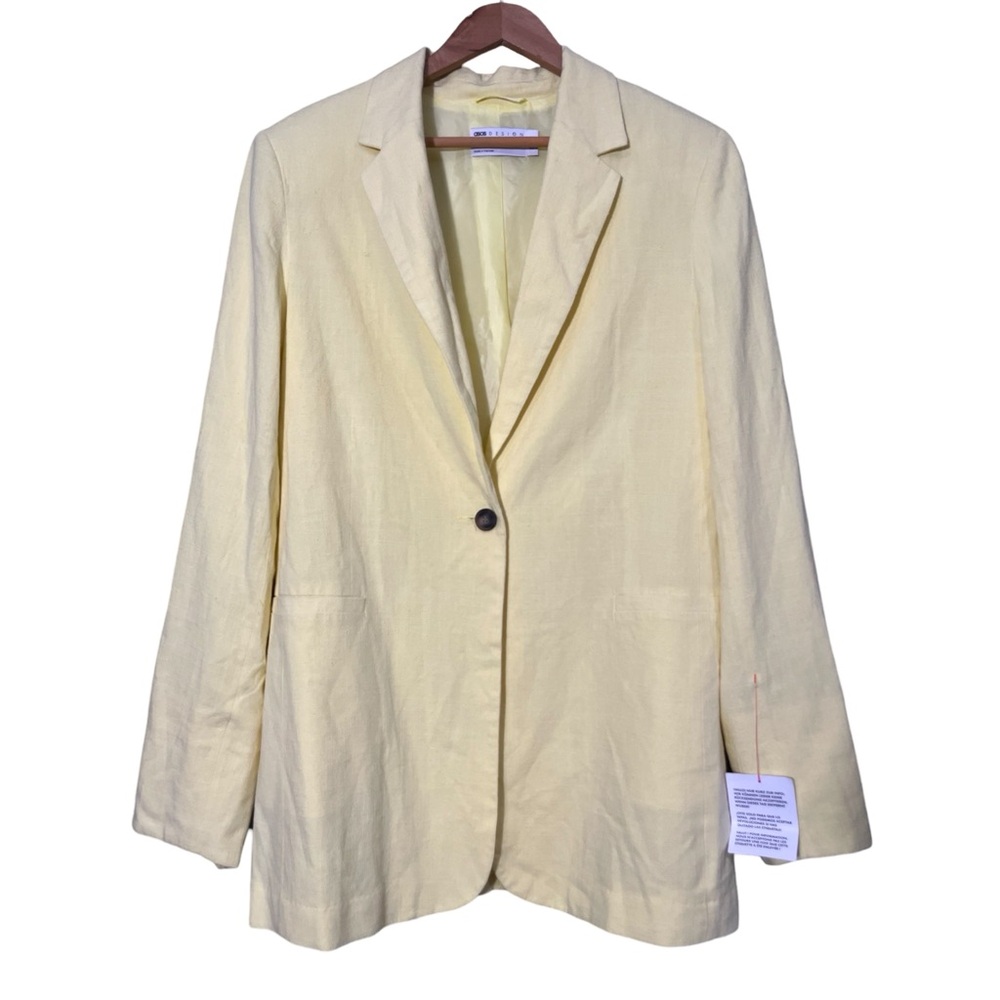 NWT ASOS Design Tall Suit Blazer with Linen in Lemon size 8T (Fits likea US 12) - Picture 6 of 10